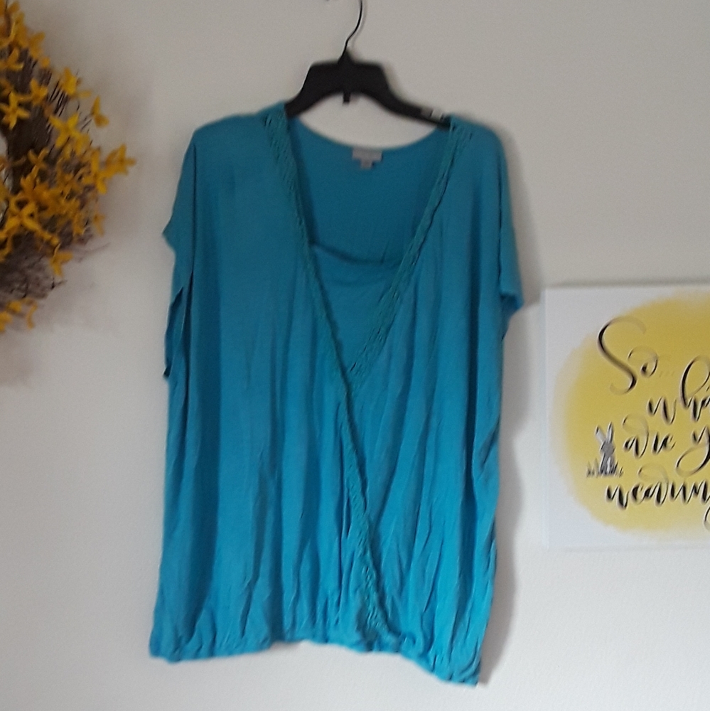 Avenue Blue Layered Look Top